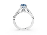 White gold Fancy Blue Round  Solitaire Vine Band with Milgrain Prong Setting_6