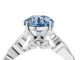 White gold Fancy Blue Round  Solitaire Vine Band with Milgrain Prong Setting_7