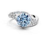 White gold Fancy Blue Round  Solitaire with Pavé Twist Band and Four-Prong Setting_70