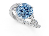 White gold Fancy Blue Round  Solitaire with Pavé Twist Band and Four-Prong Setting_71