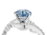 White gold Fancy Blue Round  Solitaire with Pavé Twist Band and Four-Prong Setting_78