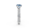 White gold Fancy Blue Round  Solitaire with Pave Band and Four-Prong Setting_5