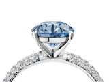 White gold Fancy Blue Round  Solitaire with Pave Band and Four-Prong Setting_7