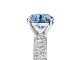 White gold Fancy Blue Round  Solitaire with Pave Band and Four-Prong Setting_8