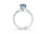 White gold Fancy Blue Round  Solitaire with Side Baguettes and Channel Set Band_62