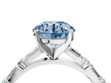 White gold Fancy Blue Round  Solitaire with Side Baguettes and Channel Set Band_62
