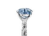 White gold Fancy Blue Round  Solitaire with Side Baguettes and Channel Set Band_64