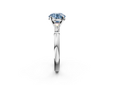 White gold Fancy Blue Round  Solitaire with Tapered Baguette Side Stones on a Classic Band with Four-Prong Setting_92