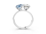 White gold Fancy Blue Round  and Emerald Cut Toi Moi Ring with Prong Setting_82