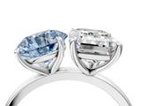 White gold Fancy Blue Round  and Emerald Cut Toi Moi Ring with Prong Setting_83
