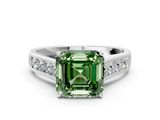 White gold Fancy Green Asscher  Brilliant Channel-Set Solitaire Ring with Four-Prong Setting_17