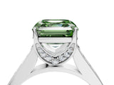 White gold Fancy Green Asscher  Brilliant Cut Diamond Engagement Ring with Pavé Band and Four-Prong Setting_33
