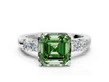 White gold Fancy Green Asscher  Brilliant Cut Diamond Five-Stone Prong Set Engagement Ring with Channel Band_17