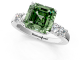 White gold Fancy Green Asscher  Brilliant Cut Diamond Five-Stone Prong Set Engagement Ring with Channel Band_19