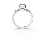 White gold Fancy Green Asscher  Brilliant Cut Diamond Five-Stone Prong Set Engagement Ring with Channel Band_20