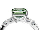 White gold Fancy Green Asscher  Brilliant Cut Diamond Five-Stone Prong Set Engagement Ring with Channel Band_21