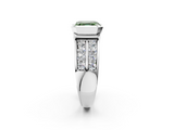 White gold Fancy Green Asscher  Brilliant Diamond Channel Set Wide Band Ring with Bezel Setting_2
