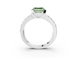 White gold Fancy Green Asscher  Brilliant Diamond Channel Set Wide Band Ring with Bezel Setting_3