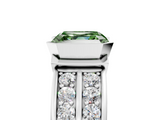 White gold Fancy Green Asscher  Brilliant Diamond Channel Set Wide Band Ring with Bezel Setting_5