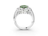 White gold Fancy Green Asscher  Brilliant Flower Halo Diamond Split Shank Ring_108