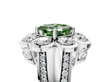 White gold Fancy Green Asscher  Brilliant Flower Halo Diamond Split Shank Ring_110