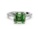 White gold Fancy Green Asscher  Brilliant Pavé Band Solitaire with Four-Prong Setting_56