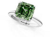 White gold Fancy Green Asscher  Brilliant Solitaire Engagement Ring with Six-Prong Setting and Classic Band_18