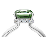 White gold Fancy Green Asscher  Brilliant Solitaire Engagement Ring with Six-Prong Setting and Classic Band_21