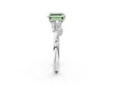 White gold Fancy Green Asscher  Brilliant Solitaire with Leaf Motif Band and Four-Prong Setting_2
