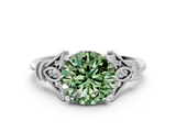 White gold Fancy Green Asscher  Brilliant Solitaire with Pave Band and Four-Prong Setting