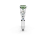 White gold Fancy Green Asscher  Brilliant Solitaire with Side Stones on a Pave Band and Four-Prong Setting_14
