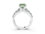 White gold Fancy Green Asscher  Brilliant Solitaire with Side Stones on a Pave Band and Four-Prong Setting_15