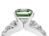 White gold Fancy Green Asscher  Brilliant Solitaire with Side Stones on a Pave Band and Four-Prong Setting_16