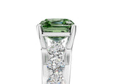 White gold Fancy Green Asscher  Brilliant Solitaire with Side Stones on a Pave Band and Four-Prong Setting_17