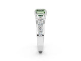 White gold Fancy Green Asscher  Brilliant Solitaire with Side Stones on a Pave Band and Four-Prong Setting_55