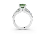 White gold Fancy Green Asscher  Brilliant Solitaire with Side Stones on a Pave Band and Four-Prong Setting_56