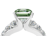 White gold Fancy Green Asscher  Brilliant Solitaire with Side Stones on a Pave Band and Four-Prong Setting_57