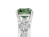 White gold Fancy Green Asscher  Brilliant Solitaire with Side Stones on a Pave Band and Four-Prong Setting_58