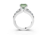 White gold Fancy Green Asscher  Brilliant Solitaire with Side Stones on a Pave Band and Four-Prong Setting_63