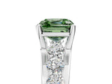 White gold Fancy Green Asscher  Brilliant Solitaire with Side Stones on a Pave Band and Four-Prong Setting_65