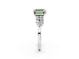 White gold Fancy Green Asscher  Cluster Diamond Engagement Ring with Pavé Band and Four-Prong Setting_19