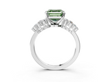 White gold Fancy Green Asscher  Cluster Diamond Engagement Ring with Pavé Band and Four-Prong Setting_20