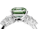 White gold Fancy Green Asscher  Cluster Diamond Engagement Ring with Pavé Band and Four-Prong Setting_21