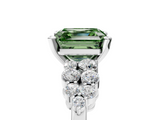White gold Fancy Green Asscher  Cluster Diamond Engagement Ring with Pavé Band and Four-Prong Setting_22