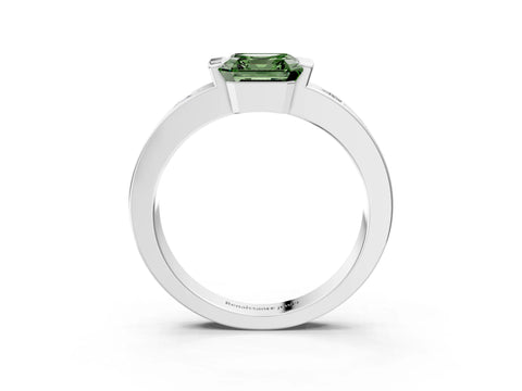 White gold Fancy Green Asscher Cut Brilliant Channel-Set Diamond Ring with Bezel Prong Setting_15