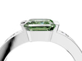 White gold Fancy Green Asscher Cut Brilliant Channel-Set Diamond Ring with Bezel Prong Setting_16