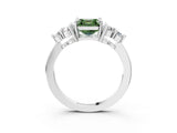 White gold Fancy Green Asscher Cut Brilliant Diamond Cluster Accent Solitaire Ring with Prong Setting_15