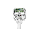 White gold Fancy Green Asscher Cut Brilliant Diamond Cluster Accent Solitaire Ring with Prong Setting_17