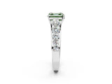 White gold Fancy Green Asscher Cut Brilliant Diamond Pavé Band with Six-Prong Setting_14
