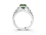 White gold Fancy Green Asscher Cut Brilliant Diamond Pavé Band with Six-Prong Setting_15